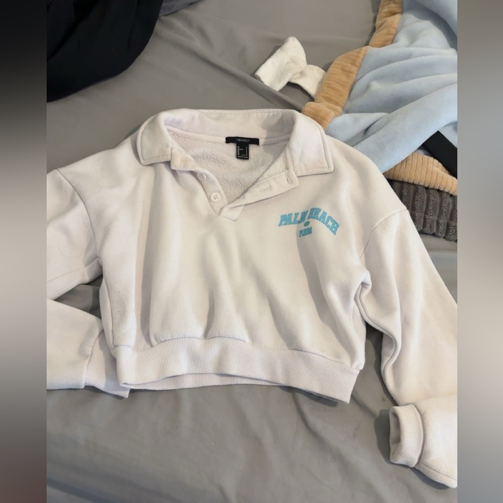 White Cropped Polo Sweater